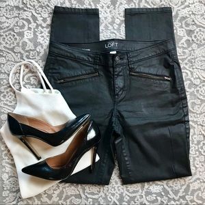 NEW LOFT Faux Leather Black Skinny Jeans